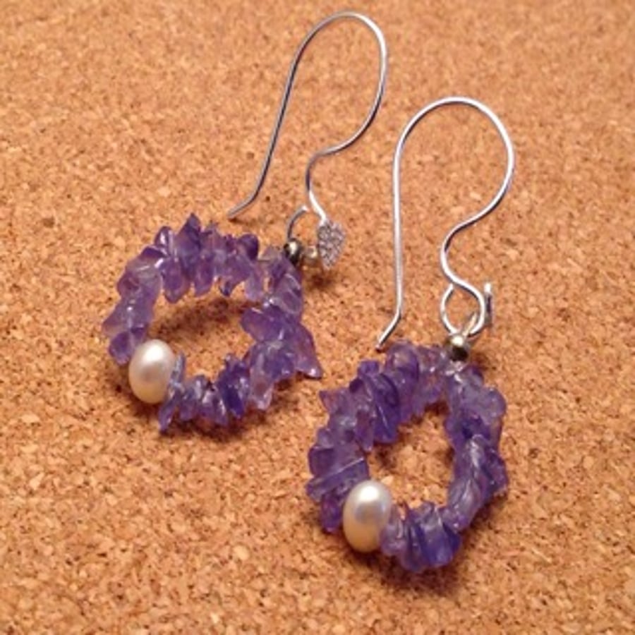 Tanzanite and Pearl earrings