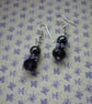 PURPLE, HEMATITE AND SILVER EARRINGS.  998 - Image 3