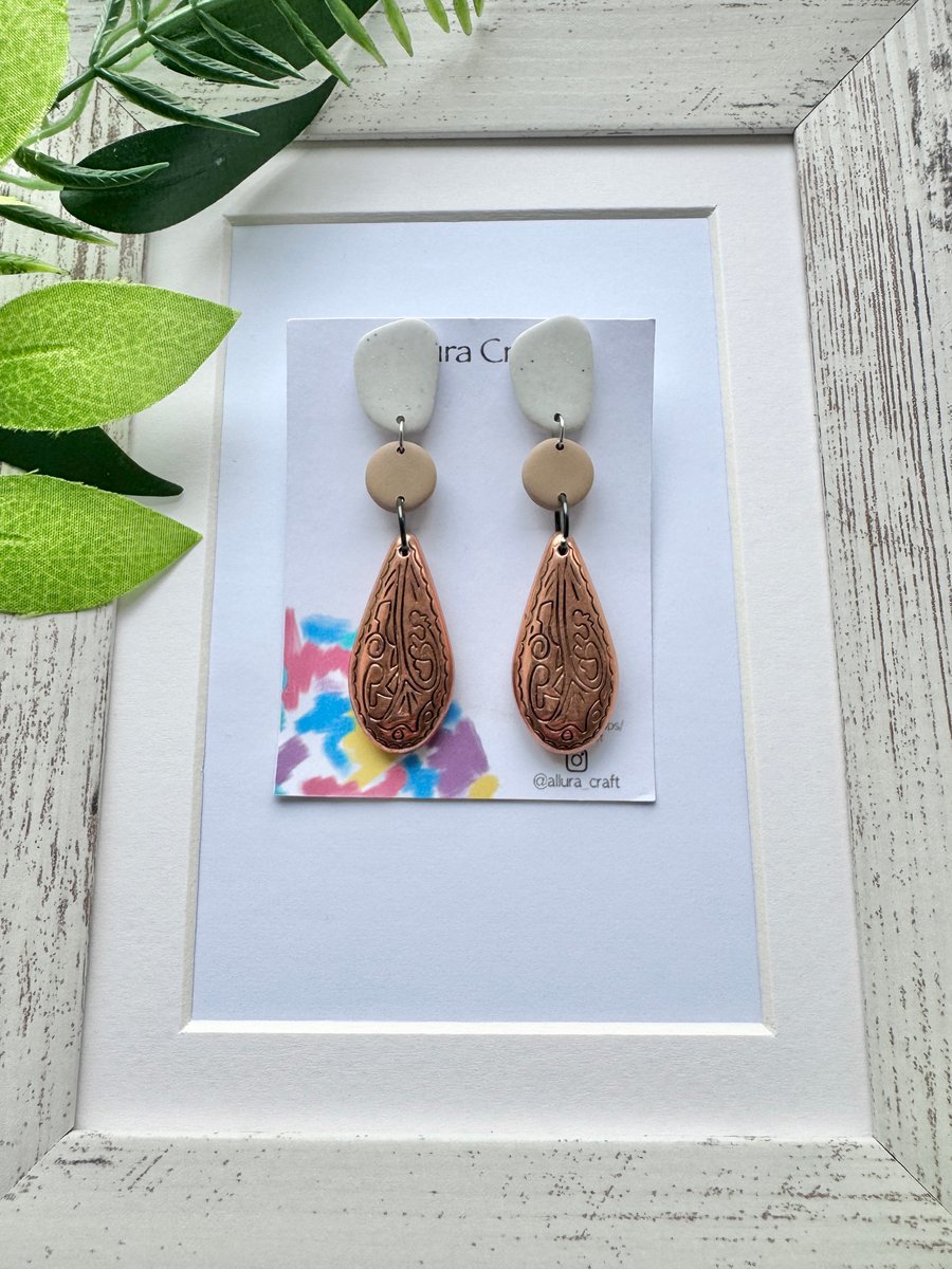 Pebble and Bronze Earrings