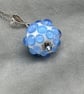 blue and ivory bumpy lampwork glass pendant  - Image 4