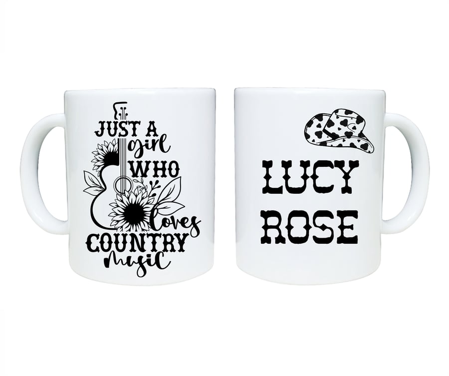 Country music lover mug gift, just a girl who loves country music mug