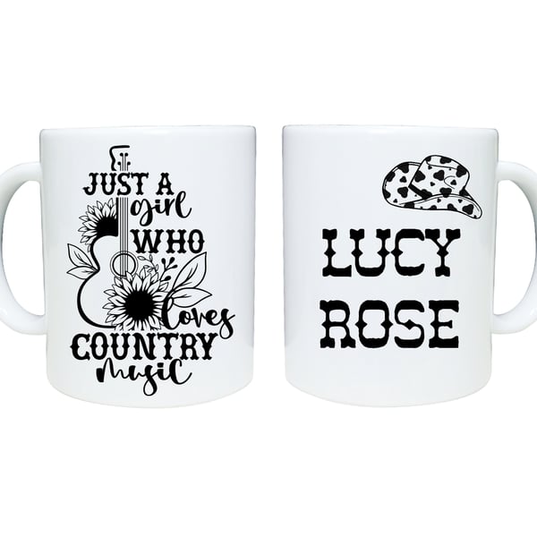 Country music lover mug gift, just a girl who loves country music mug
