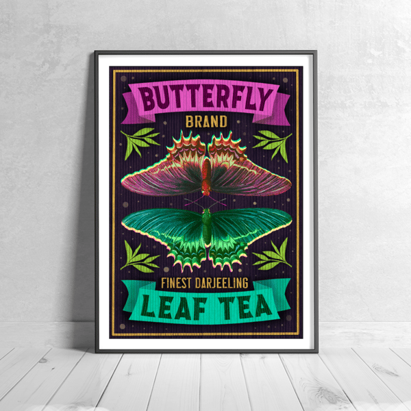 Butterfly Leaf Tea Art Print (A4 or A3)