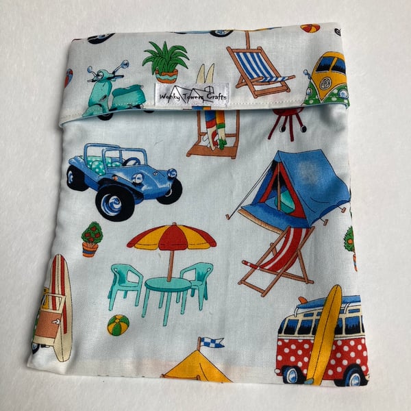 Reusable sandwich bag in camping  fabric with PUL lining.