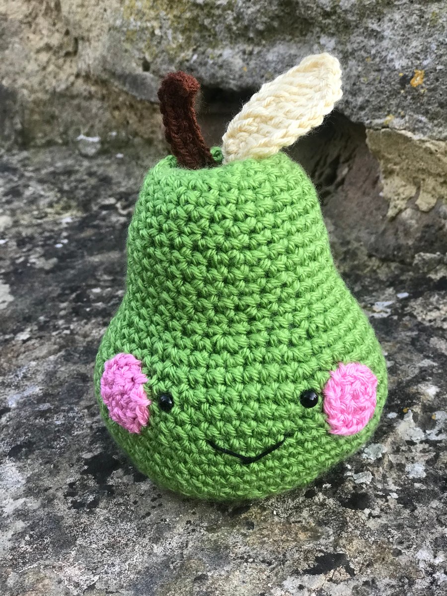 Handmade Crochet Pear - Gift for Positivity - Well Being Gift - Crochet  Fruit 