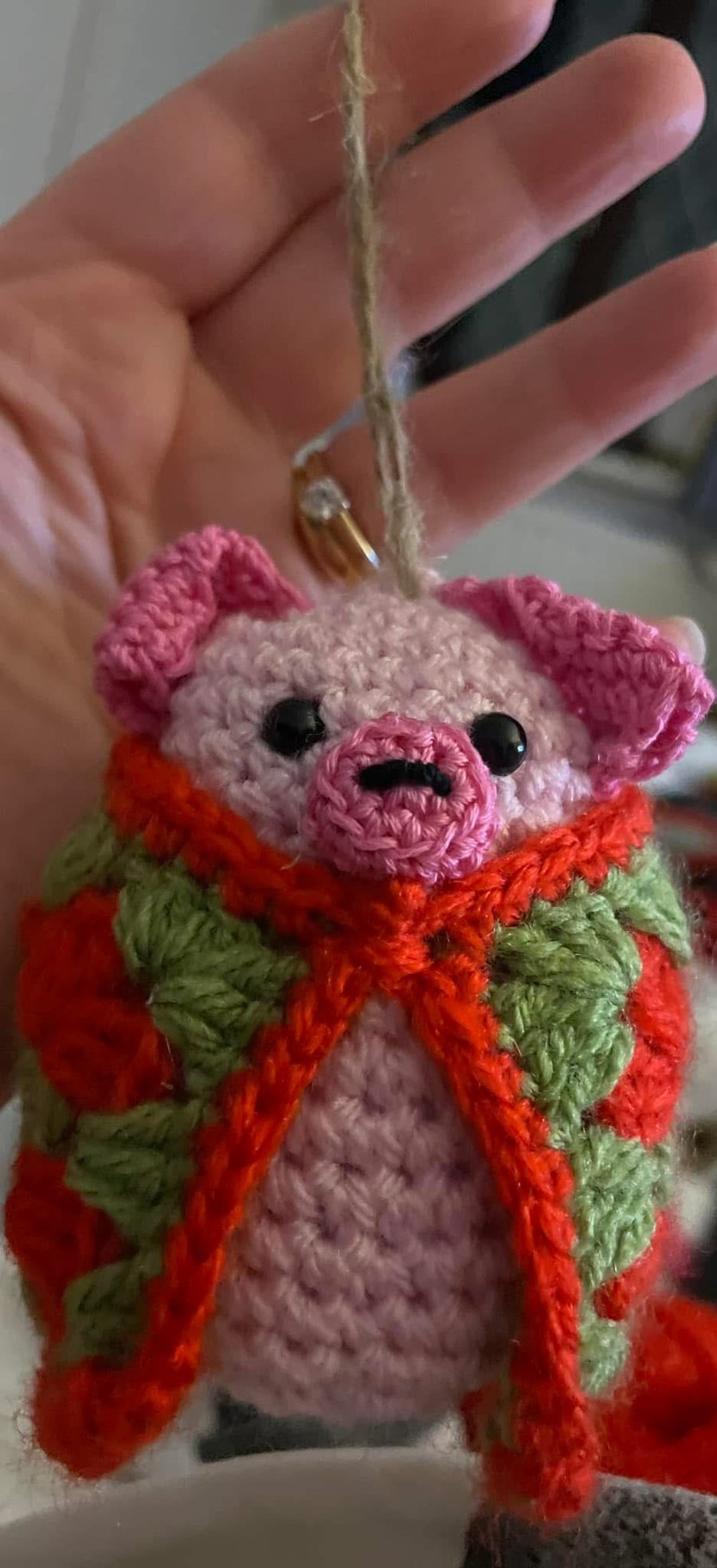 Crochet pig in blanket 