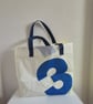 Upcycled Trysail Tote Bag – Large Beach Bag with Blue Number 3 - Image 6