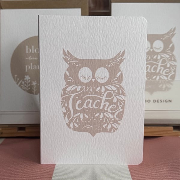 teacher owl end of year school celebration blank card (QM204)