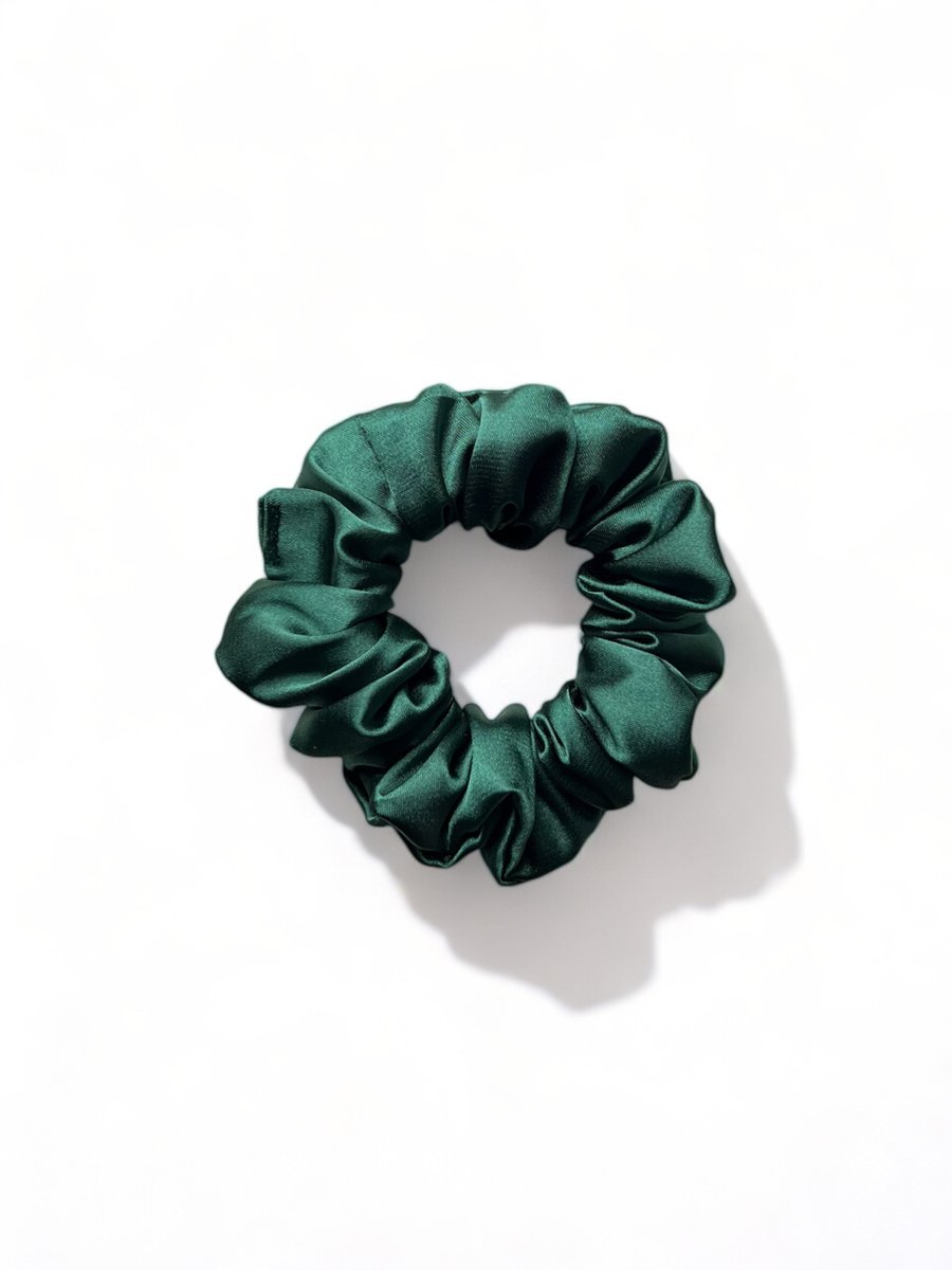 Emerald Green Satin Scrunchie - Regular
