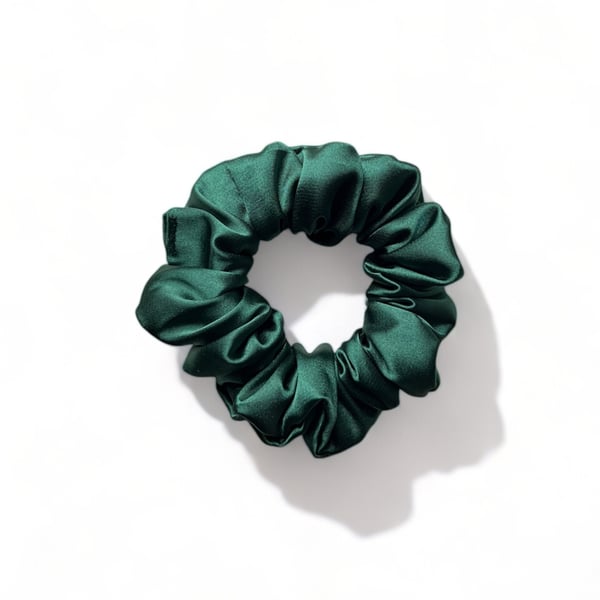 Emerald Green Satin Scrunchie - Regular
