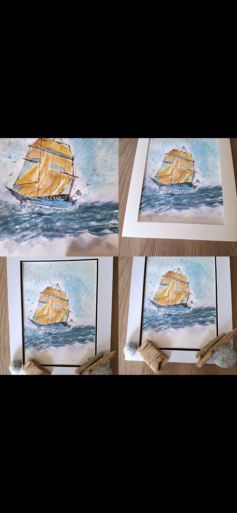 Sailing boat bight colourful painting 