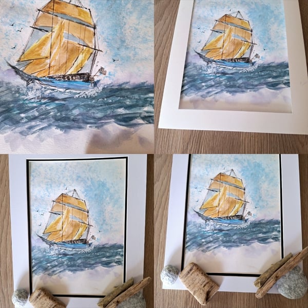 Sailing boat bight colourful painting 