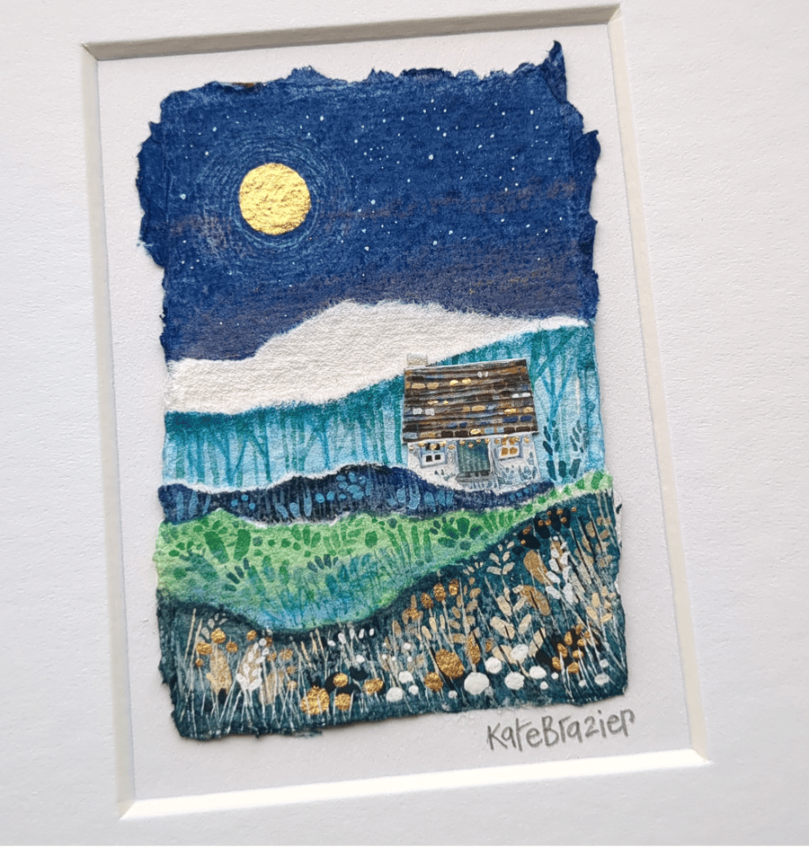 Into the Woods Cottage - Original collage. A5 Mounted