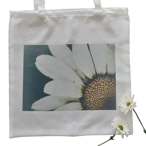 Large tote bag - long handled shopper - beach bag -  daisy floral print.