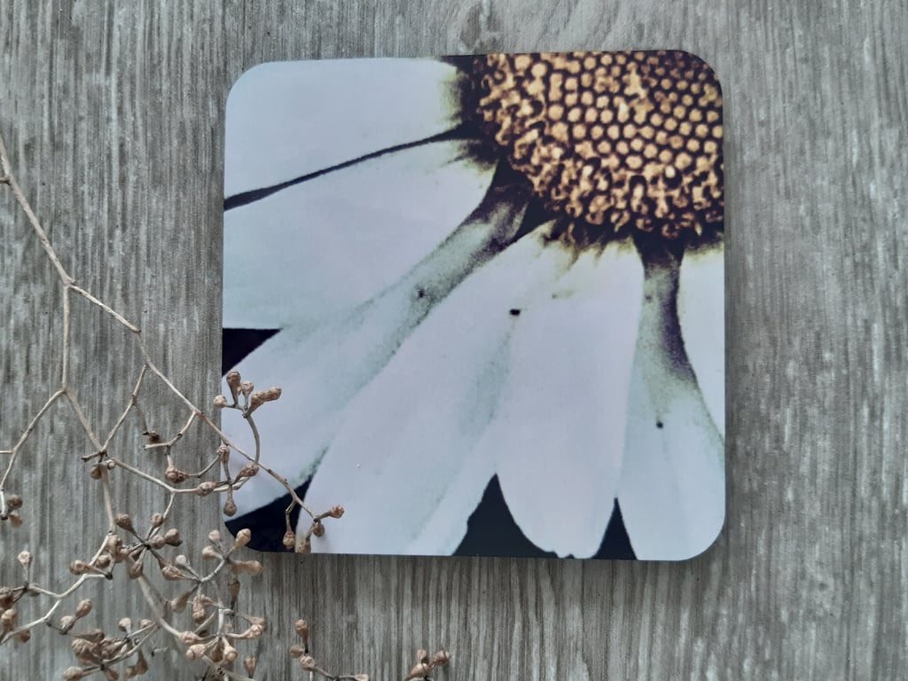 Coaster - 1 mdf coaster - tableware - daisy print.