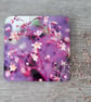 Coaster set - 4 mdf coasters - tableware - gift box - purple floral print. 