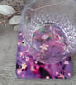 Coaster set - 4 mdf coasters - tableware - gift box - purple floral print.  - Image 2