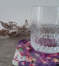 Coaster set - 4 mdf coasters - tableware - gift box - purple floral print.  - Image 3
