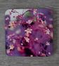 Coaster set - 4 mdf coasters - tableware - gift box - purple floral print.  - Image 4