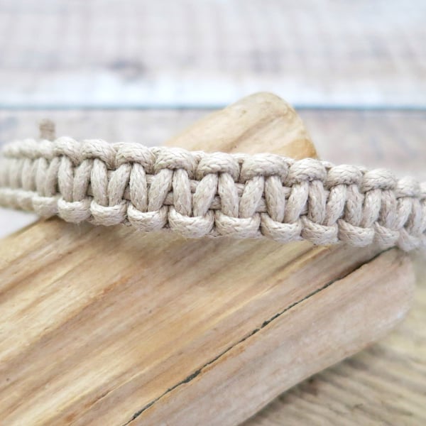 Mens Cotton Cord Macrame Bracelet - Natural