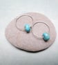 Turquoise Stone Beads on Sterling Silver 18mm Hoop Earrings 