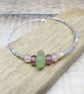 Pale Green Cornish Sea Glass Bracelet with Pastel Mix Seed Beads 