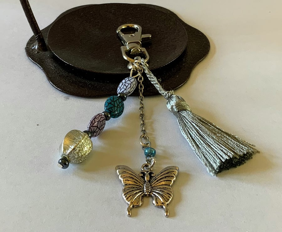 Butterfly and Tassel Bag Charm.