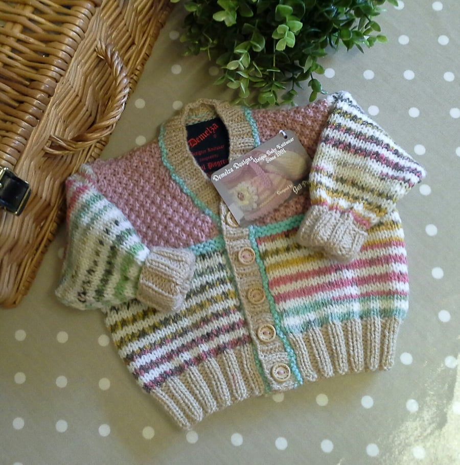 Luxury Baby Girl's Designer Cardigan  with Wool & Cotton 9-18  months size