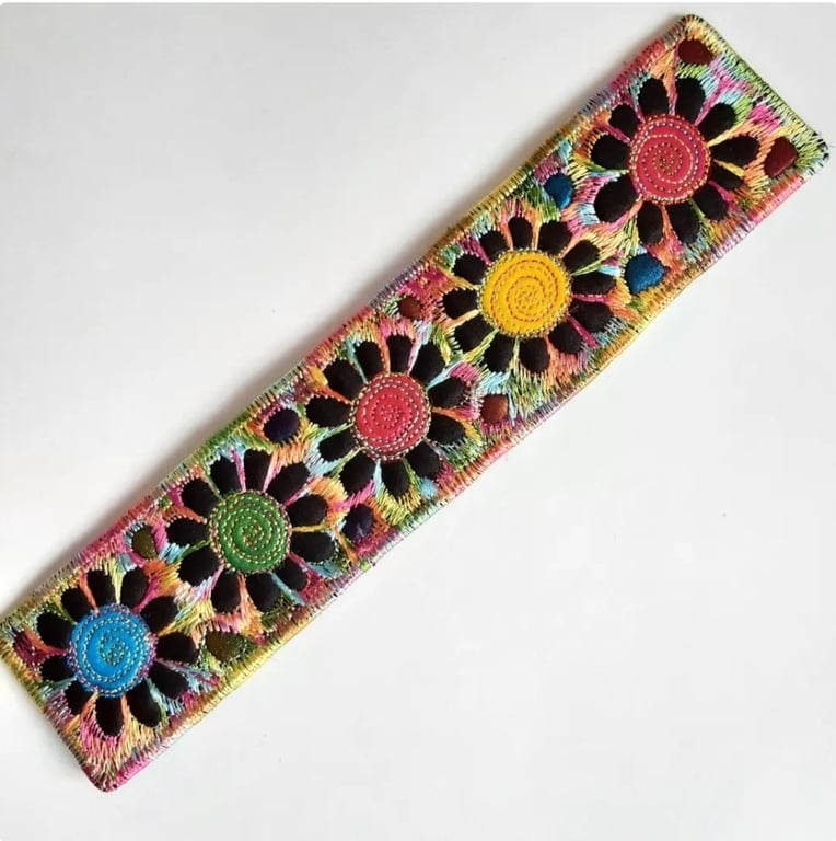 Handmade Embroidered Fabric Bookmark Textile Art Book Lover Gift 