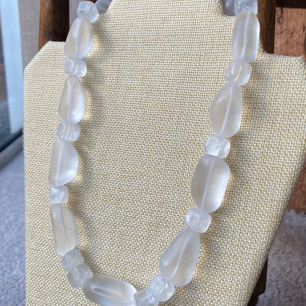 Clear Quartz Rock Crystal statement jewellery Necklace