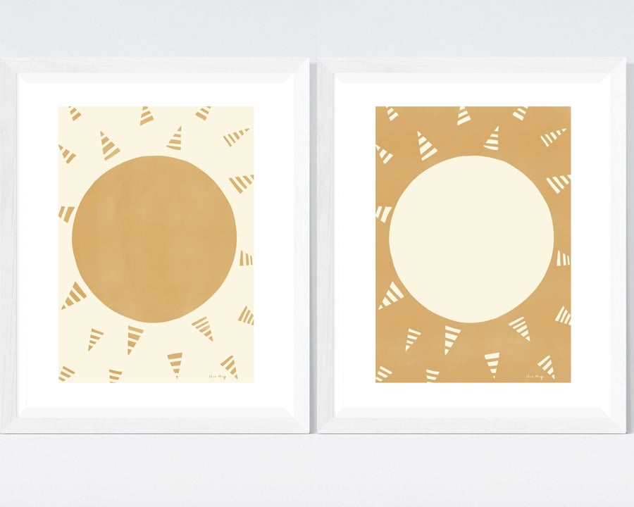 FRAMED - Set of 2 Framed A4 Poster prints - Sun... - Folksy