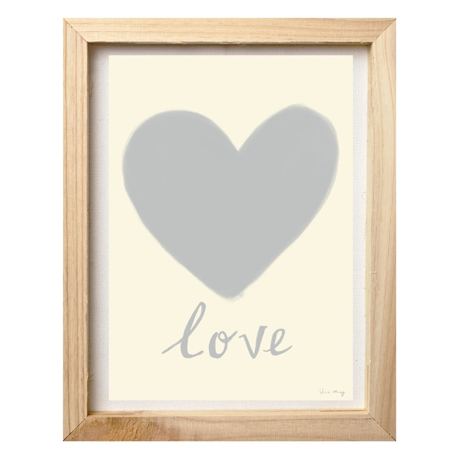 Light grey A4 digital nursery art print - Love heart Illustration