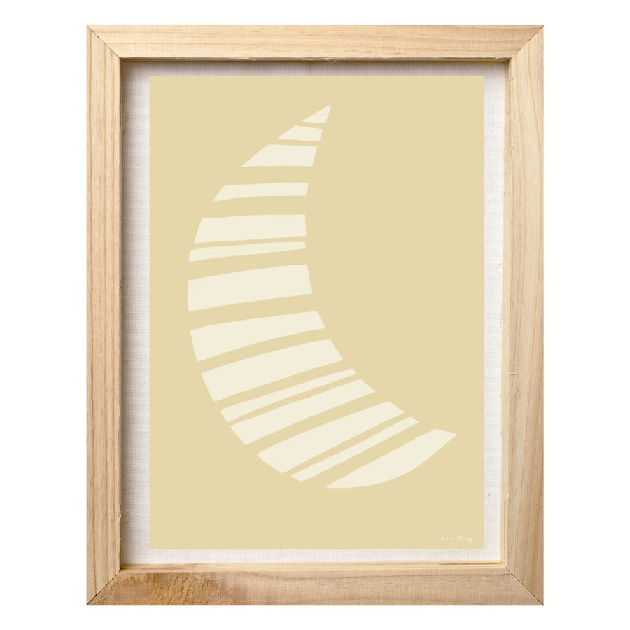 Lemon yellow A4 digital nursery art print - Stripy Moon Illustration