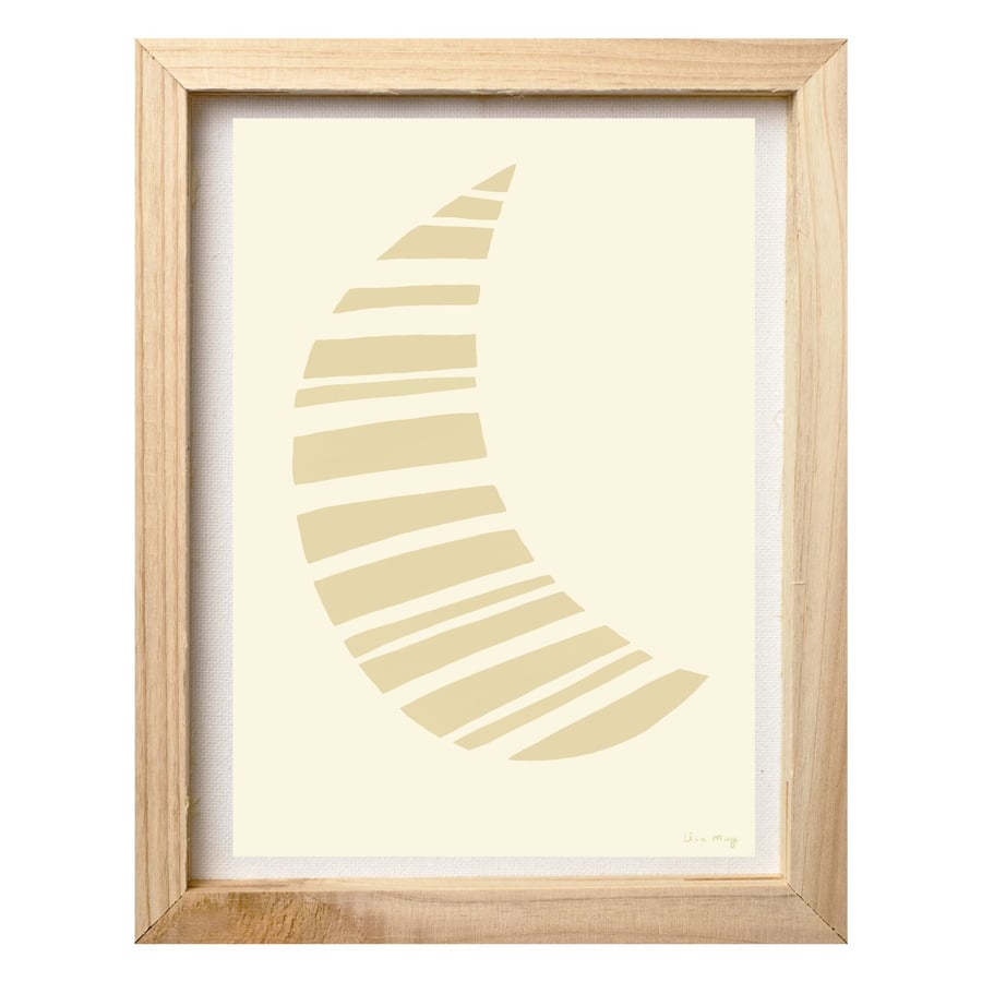 Lemon yellow A4 digital nursery art print - Stripy Moon Illustration
