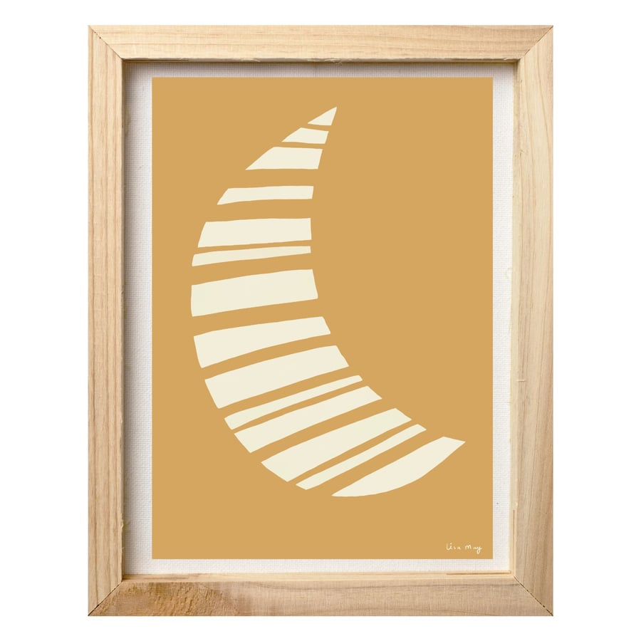 Pastel orange A4 digital nursery art print - Stripy Moon Illustration
