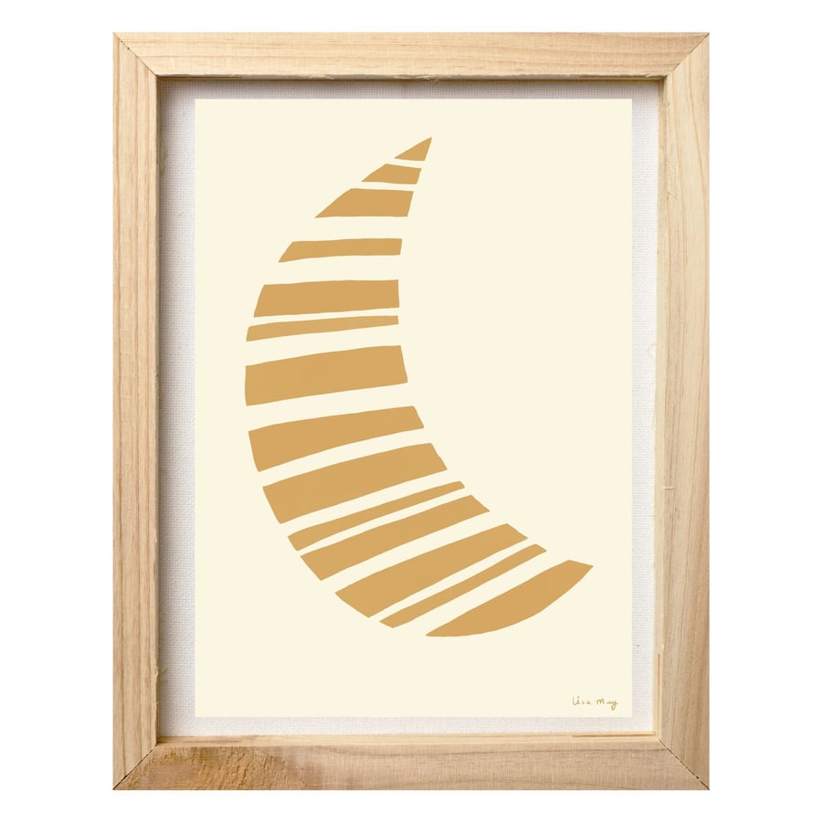 Pastel orange A4 digital nursery art print - Stripy Moon Illustration