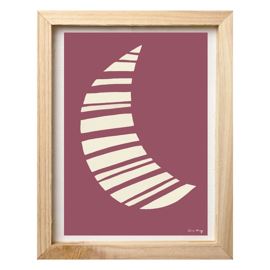 Berry pink A4 digital nursery art print - Stripy Moon Illustration