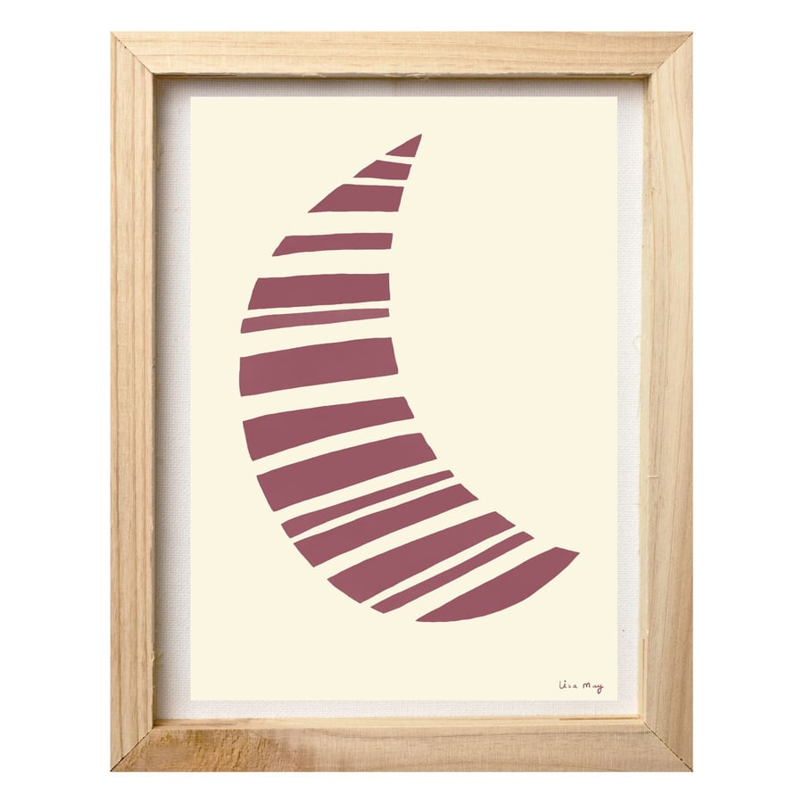 Berry pink A4 digital nursery art print - Stripy Moon Illustration