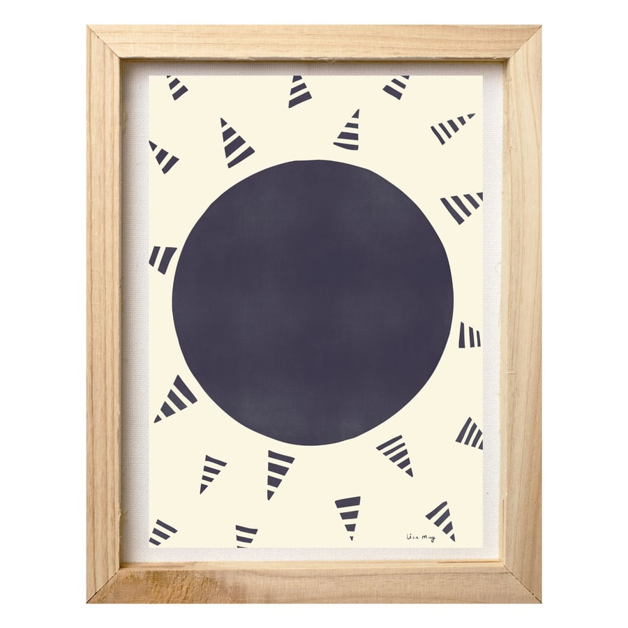 Dark purple A4 digital nursery art print - Sun Rays Illustration