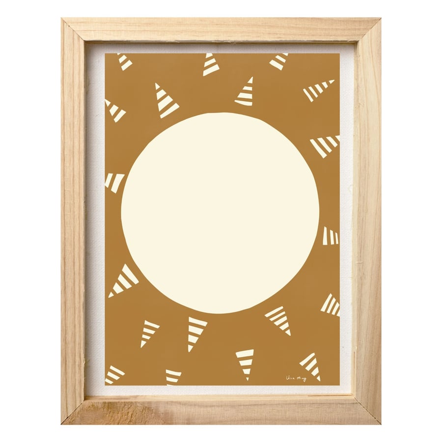 Rusty orange A4 digital nursery art print - Sun Rays Illustration