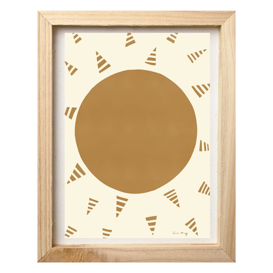 Rusty orange A4 digital nursery art print - Sun Rays Illustration