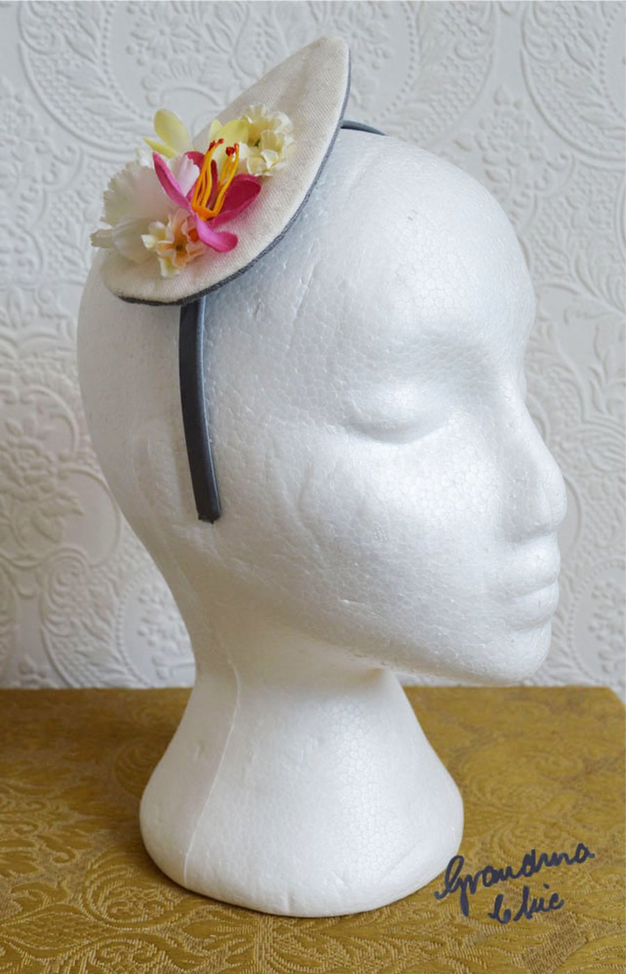 Handmade Fascinator 'Deep Pink and Lemon'