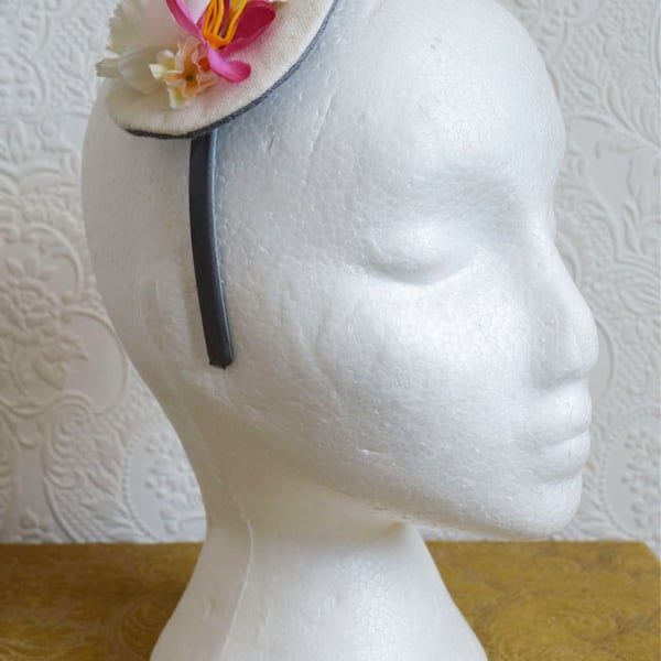 Handmade Fascinator 'Deep Pink and Lemon'