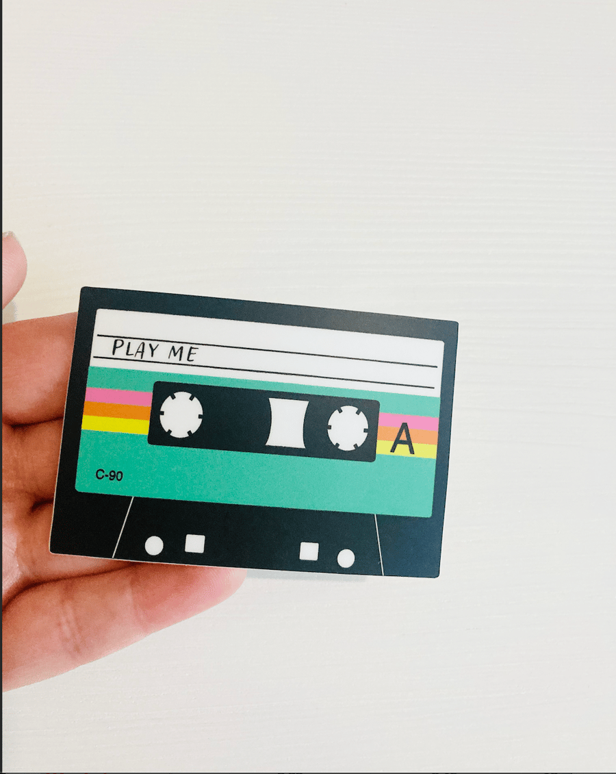 Cassette tape sticker 5 pack die cut vinyl