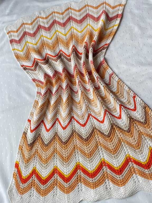 Pumpkin spice striped baby blanket in 100% cotton 