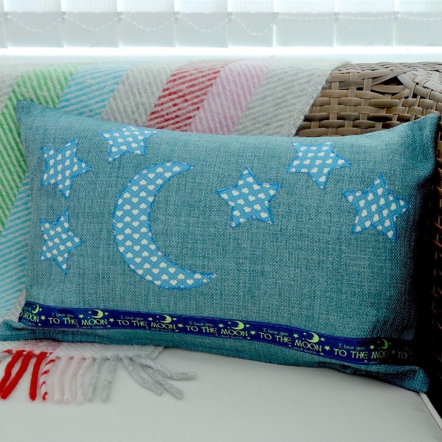 Moon & Stars: Appliqué Cushion 46x30cm 