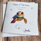 Personalised Turtle happy Birthday Card for All Ages and All Relations Handmade 