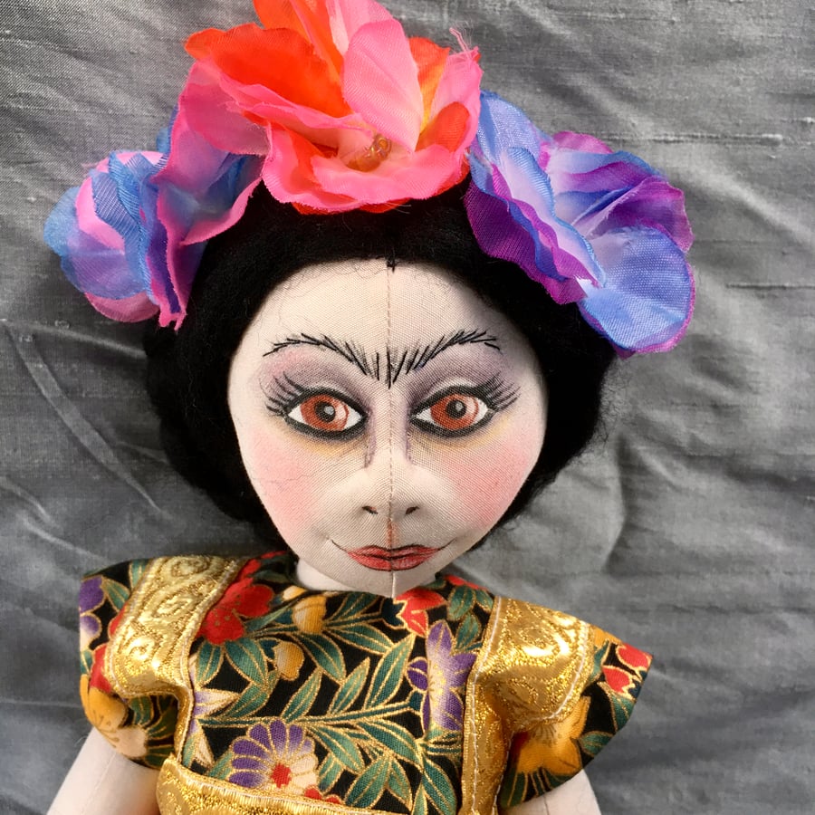 Frida Kahlo Doll - OOAK doll made in cloth