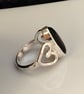 Black Agate Ring sterling silver Heart decoration - Image 5