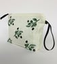 Linen Makeup Bag Mediterranean Olives Print; Hand printed Clutch Bag - Image 3